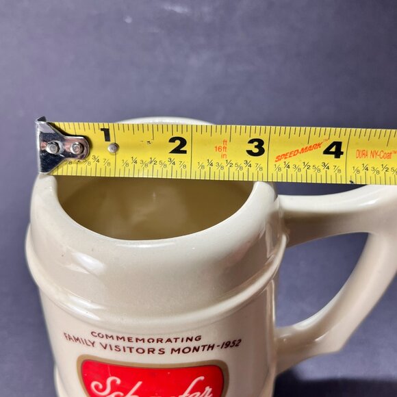 Vtg Schaefer Ceramic Pottery Beer Stein Mug Wheeling Ivory Barware Souvenir 50s - Picture 14 of 15